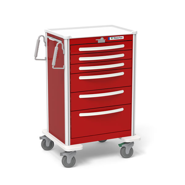 Waterloo Healthcare Waterloo 6-Drawer X-Tall Aluminum Emergency Cart UXRLA-333669-RED